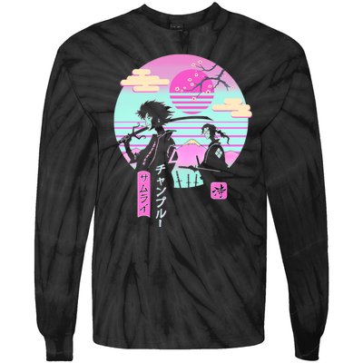 Retro Samurai Chillhop Anime Tie-Dye Long Sleeve Shirt