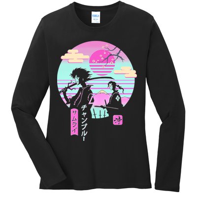 Retro Samurai Chillhop Anime Ladies Long Sleeve Shirt