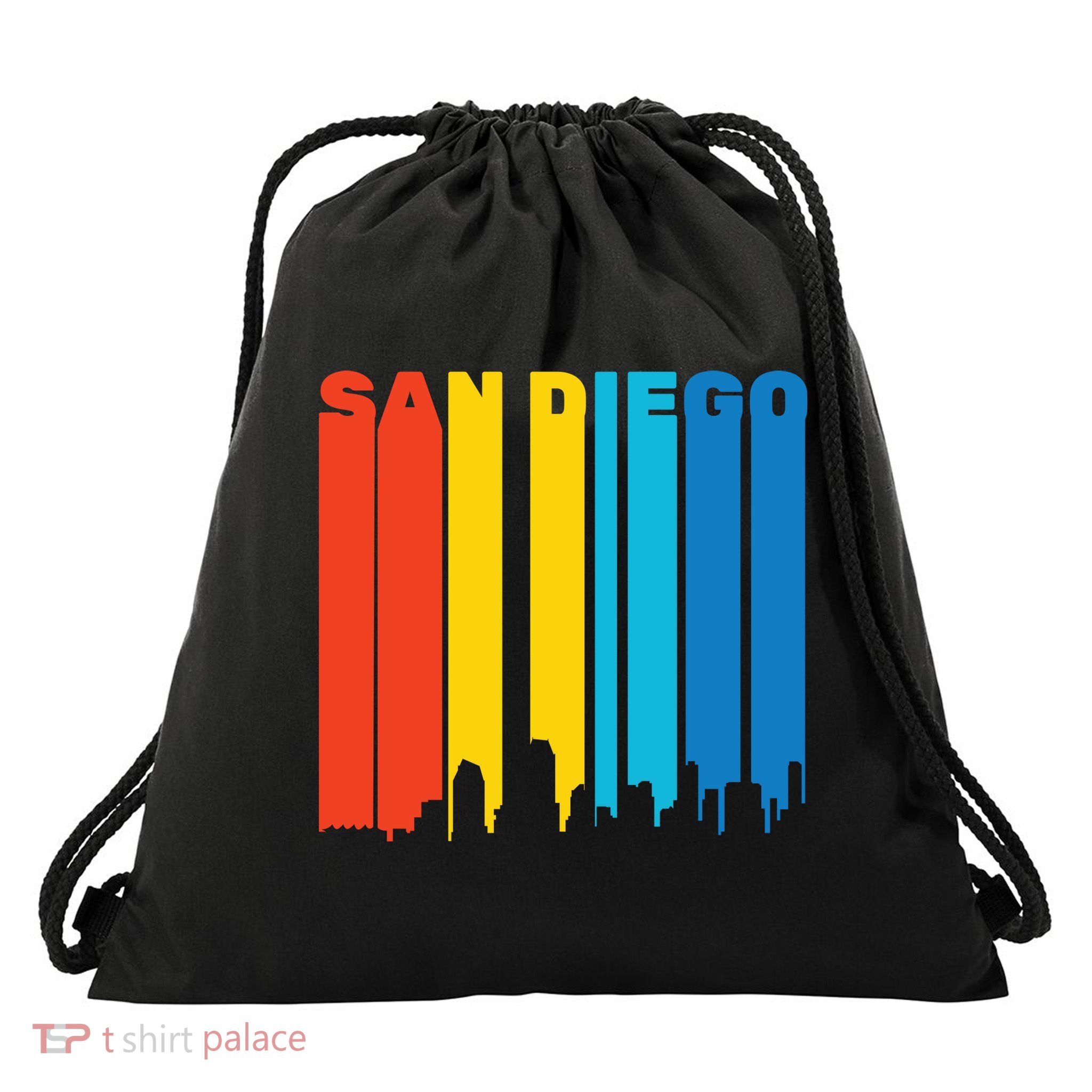 Retro San Diego Drawstring Bag