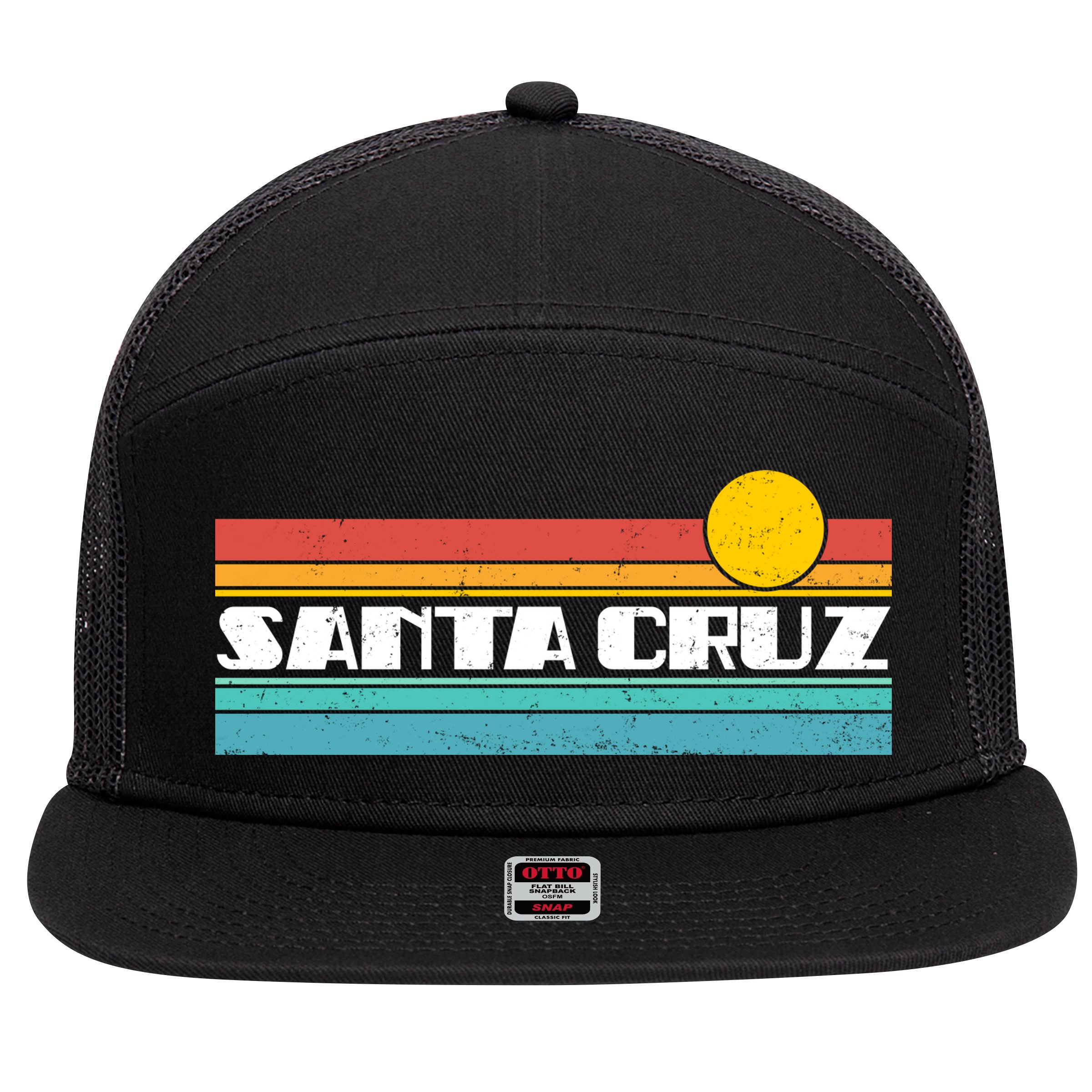 Retro Santa Cruz Strip Logo 7 Panel Mesh Trucker Snapback Hat