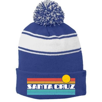 Retro Santa Cruz Strip Logo Stripe Pom Pom Beanie