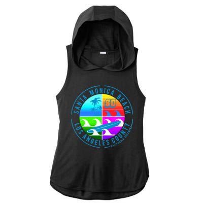 Retro Santa Monica Beach Ladies PosiCharge Tri-Blend Wicking Draft Hoodie Tank