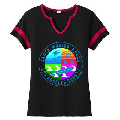 Retro Santa Monica Beach Ladies Halftime Notch Neck Tee