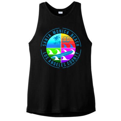 Retro Santa Monica Beach Ladies PosiCharge Tri-Blend Wicking Tank