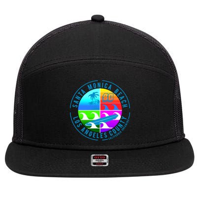 Retro Santa Monica Beach 7 Panel Mesh Trucker Snapback Hat