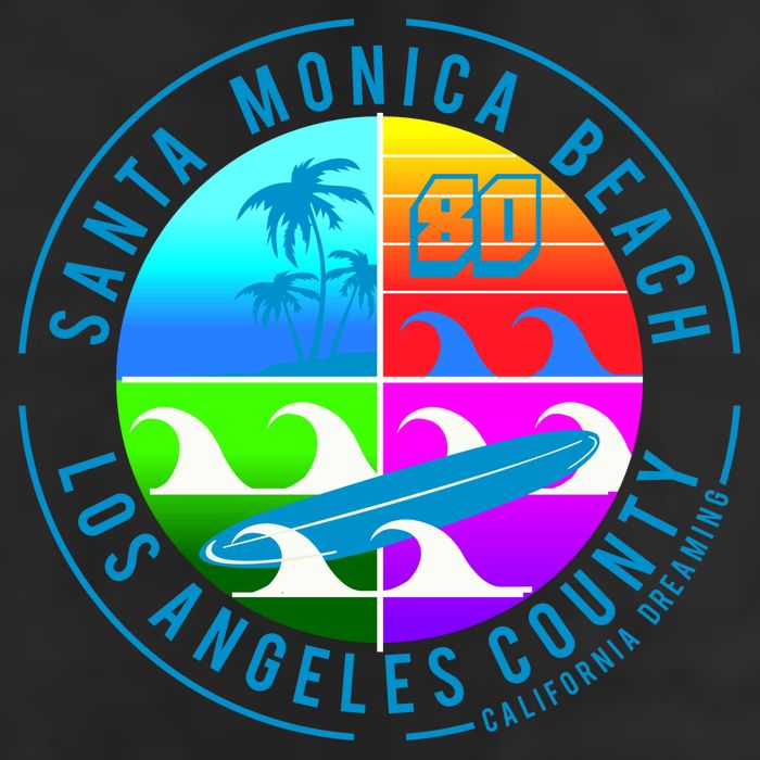 Retro Santa Monica Beach 7 Panel Mesh Trucker Snapback Hat