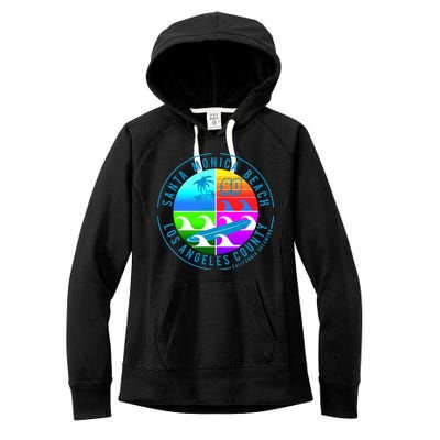 Retro Santa Monica Beach Women's Fleece Hoodie