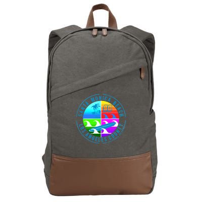 Retro Santa Monica Beach Cotton Canvas Backpack