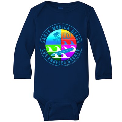 Retro Santa Monica Beach Baby Long Sleeve Bodysuit