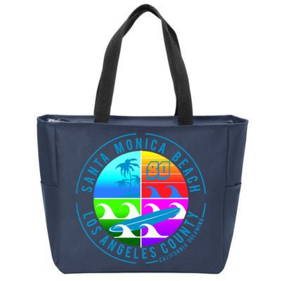 Retro Santa Monica Beach Zip Tote Bag