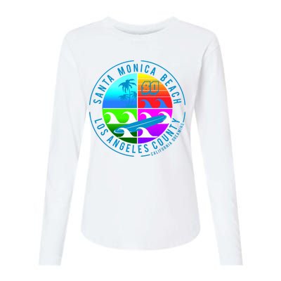 Retro Santa Monica Beach Womens Cotton Relaxed Long Sleeve T-Shirt