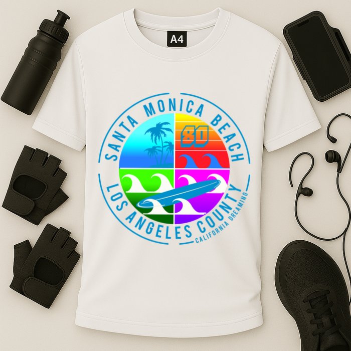Retro Santa Monica Beach Cooling Performance Crew T-Shirt