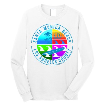 Retro Santa Monica Beach Long Sleeve Shirt