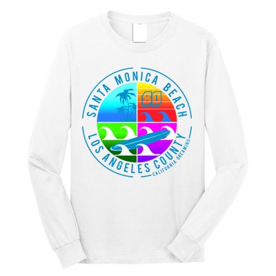 Retro Santa Monica Beach Long Sleeve Shirt