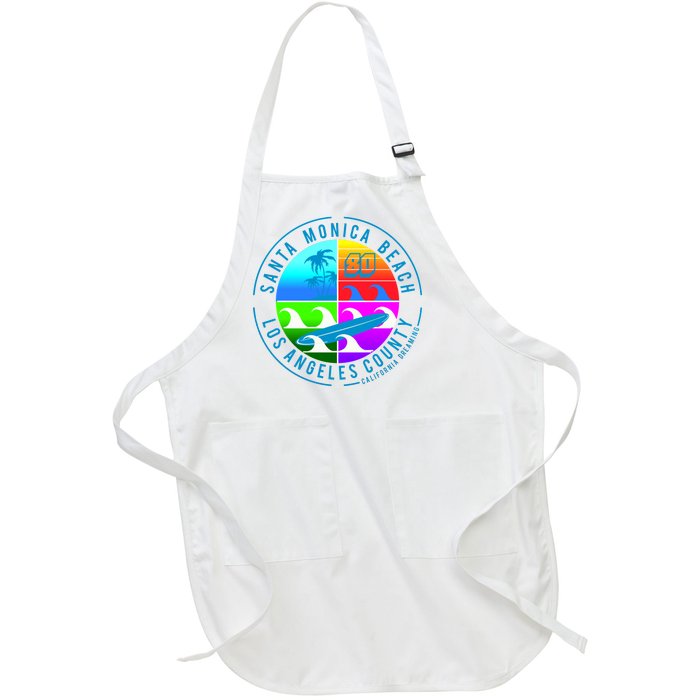 Retro Santa Monica Beach Full-Length Apron With Pockets