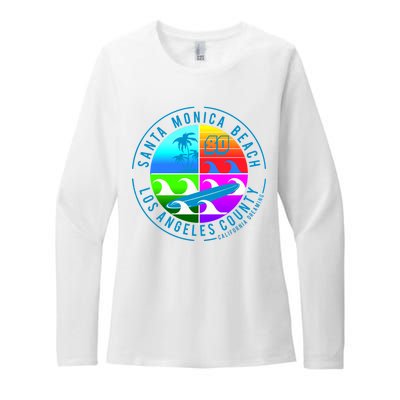 Retro Santa Monica Beach Womens CVC Long Sleeve Shirt