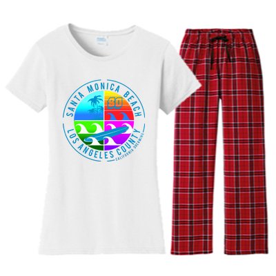 Retro Santa Monica Beach Women's Flannel Pajama Set