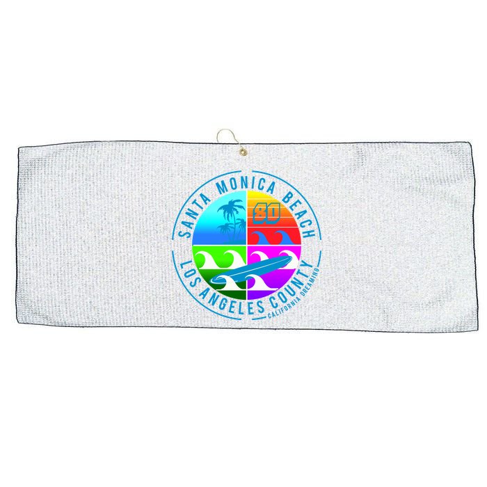 Retro Santa Monica Beach Large Microfiber Waffle Golf Towel