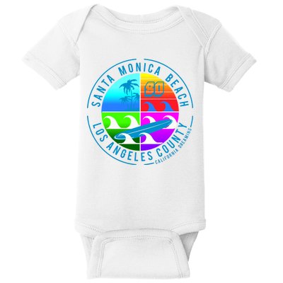 Retro Santa Monica Beach Baby Bodysuit