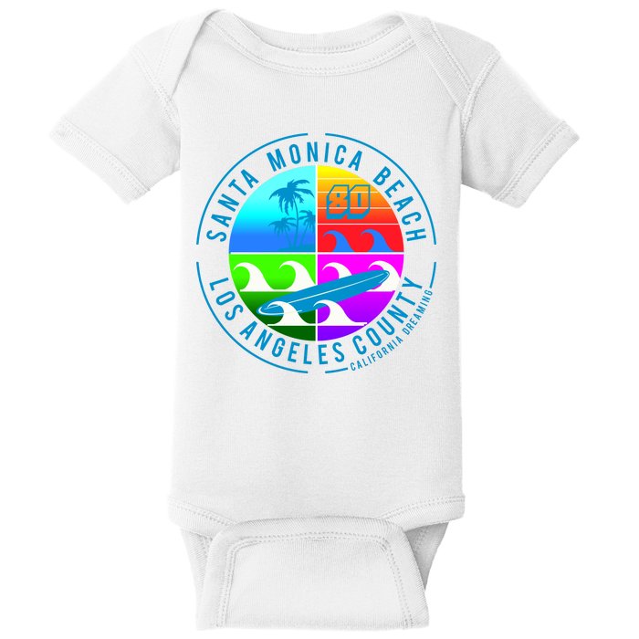 Retro Santa Monica Beach Baby Bodysuit