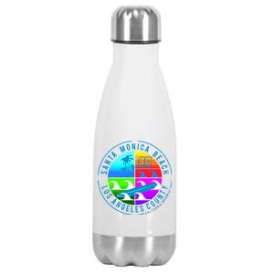 Retro Santa Monica Beach Stainless Steel Insulated Water Bottle