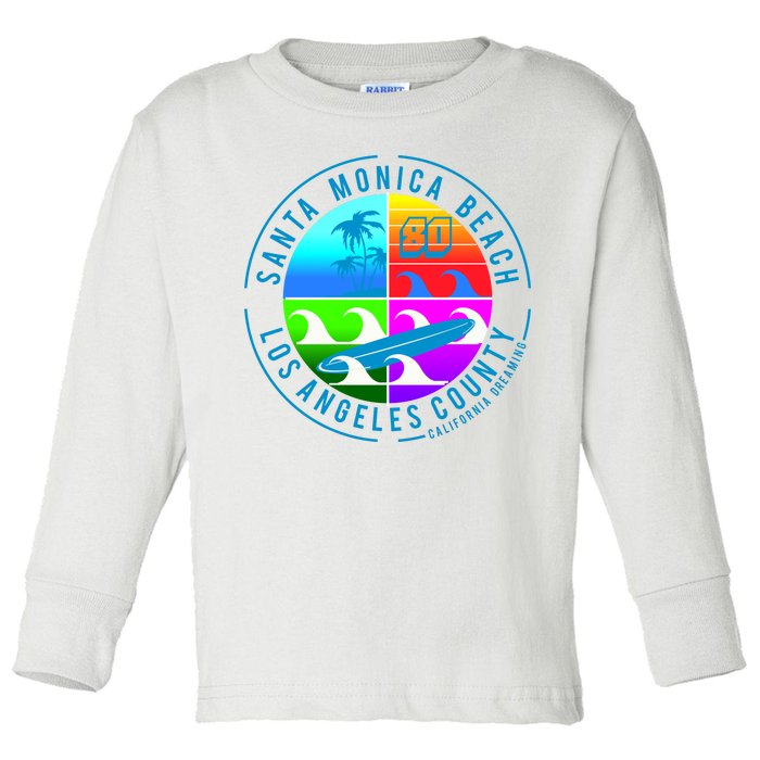 Retro Santa Monica Beach Toddler Long Sleeve Shirt