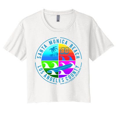 Retro Santa Monica Beach Women's Crop Top Tee