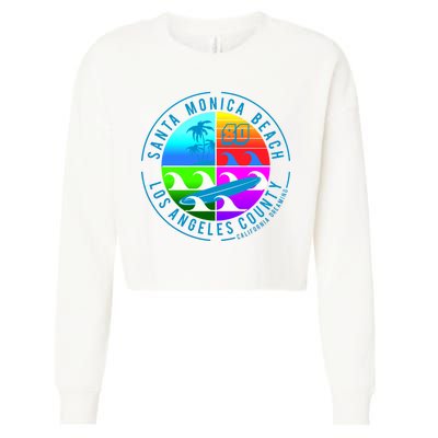 Retro Santa Monica Beach Cropped Pullover Crew