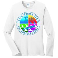 Retro Santa Monica Beach Ladies Long Sleeve Shirt