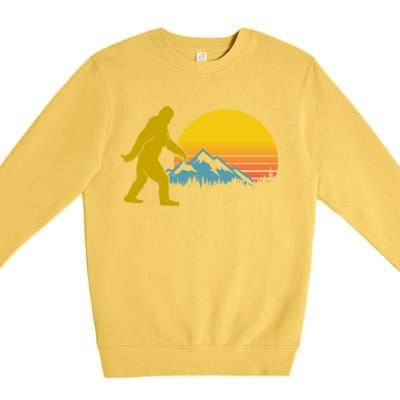 Retro Sasquatch Mountain Sunset Premium Crewneck Sweatshirt