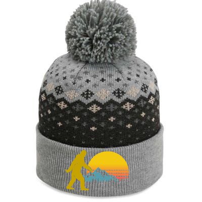 Retro Sasquatch Mountain Sunset The Baniff Cuffed Pom Beanie