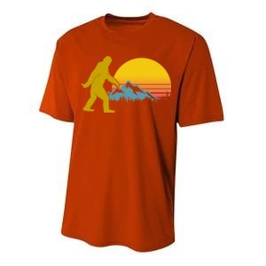 Retro Sasquatch Mountain Sunset Performance Sprint T-Shirt