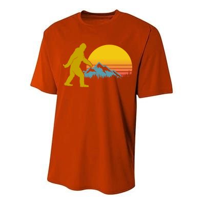 Retro Sasquatch Mountain Sunset Performance Sprint T-Shirt