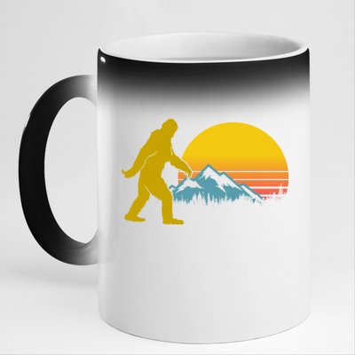 Retro Sasquatch Mountain Sunset 11oz Black Color Changing Mug