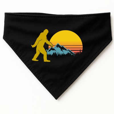 Retro Sasquatch Mountain Sunset USA-Made Doggie Bandana