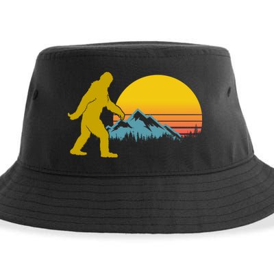 Retro Sasquatch Mountain Sunset Sustainable Bucket Hat