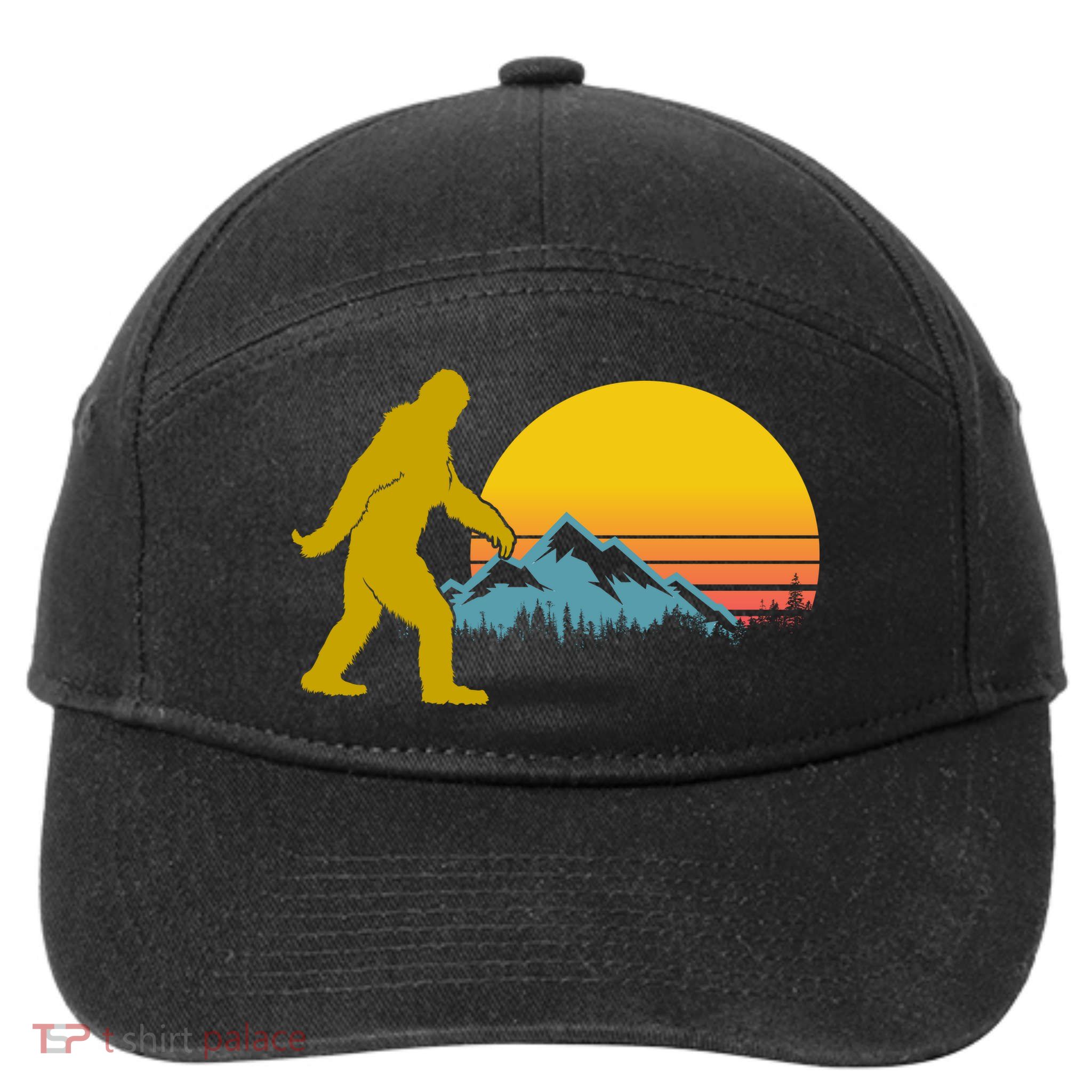 Retro Sasquatch Mountain Sunset 7-Panel Snapback Hat