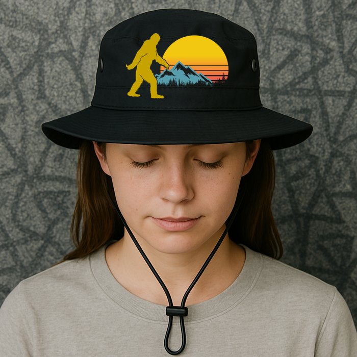 Retro Sasquatch Mountain Sunset Bucket Hat