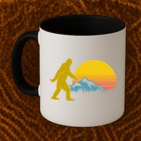 Retro Sasquatch Mountain Sunset Mug