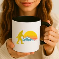 Retro Sasquatch Mountain Sunset Mug