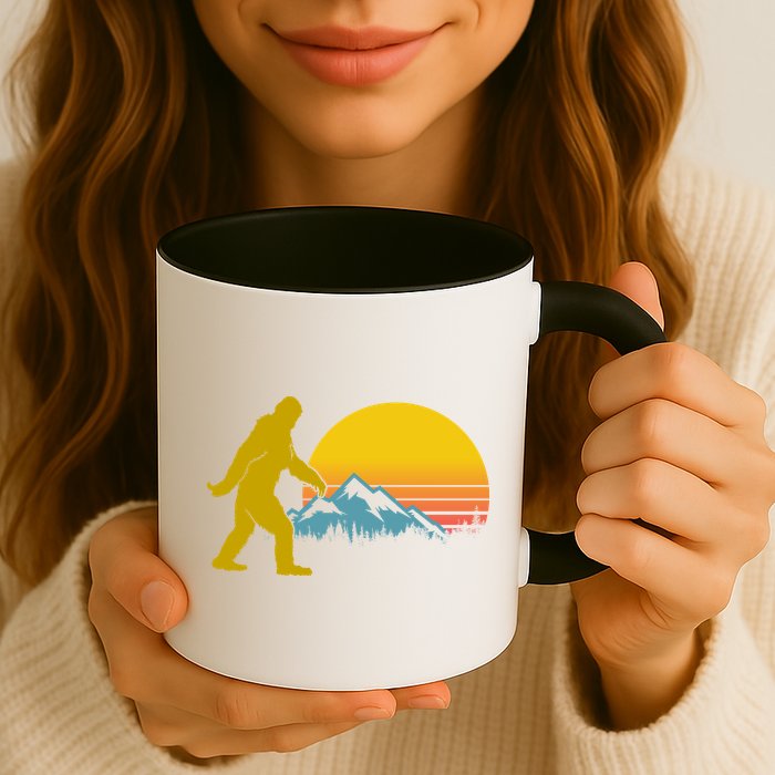 Retro Sasquatch Mountain Sunset Mug
