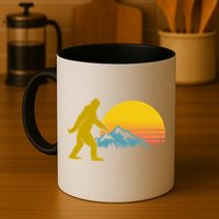 Retro Sasquatch Mountain Sunset Mug