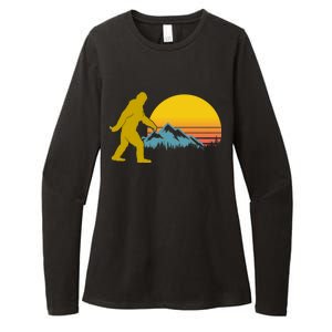 Retro Sasquatch Mountain Sunset Womens CVC Long Sleeve Shirt