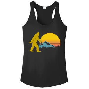 Retro Sasquatch Mountain Sunset Ladies PosiCharge Competitor Racerback Tank