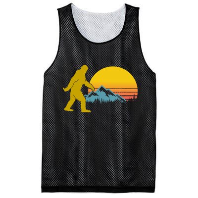 Retro Sasquatch Mountain Sunset Mesh Reversible Basketball Jersey Tank