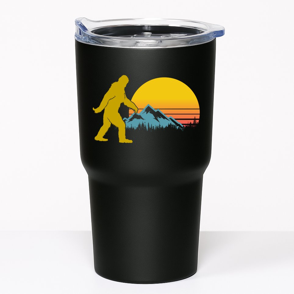 Retro Sasquatch Mountain Sunset Tumbler