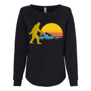 Retro Sasquatch Mountain Sunset Womens California Wash Sweatshirt