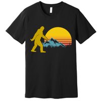 Retro Sasquatch Mountain Sunset Premium T-Shirt