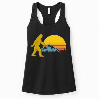 Retro Sasquatch Mountain Sunset Womens Tank Top