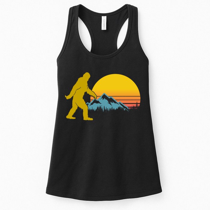 Retro Sasquatch Mountain Sunset Womens Tank Top
